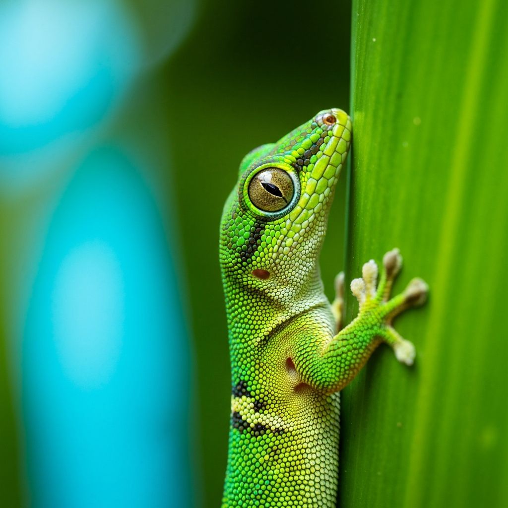 Gecko vert dans son environnement naturel